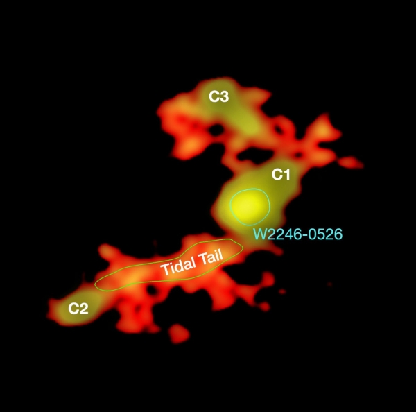   Самая яркая галактика WISE J224607.55-052634.9 поглощает всех своих соседей 